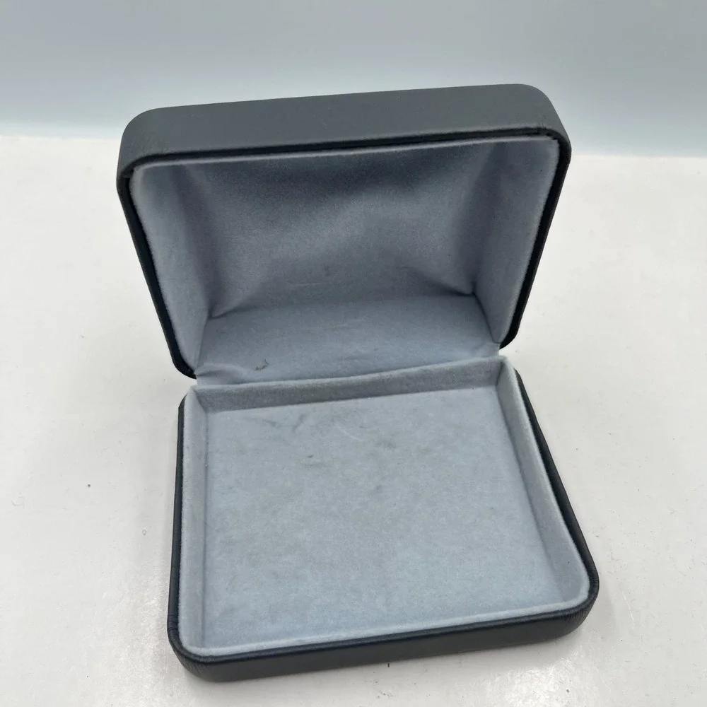 Vintage Set of 2 Black Faux Leather Jewelry Boxes Clamshell Display Cases Retro